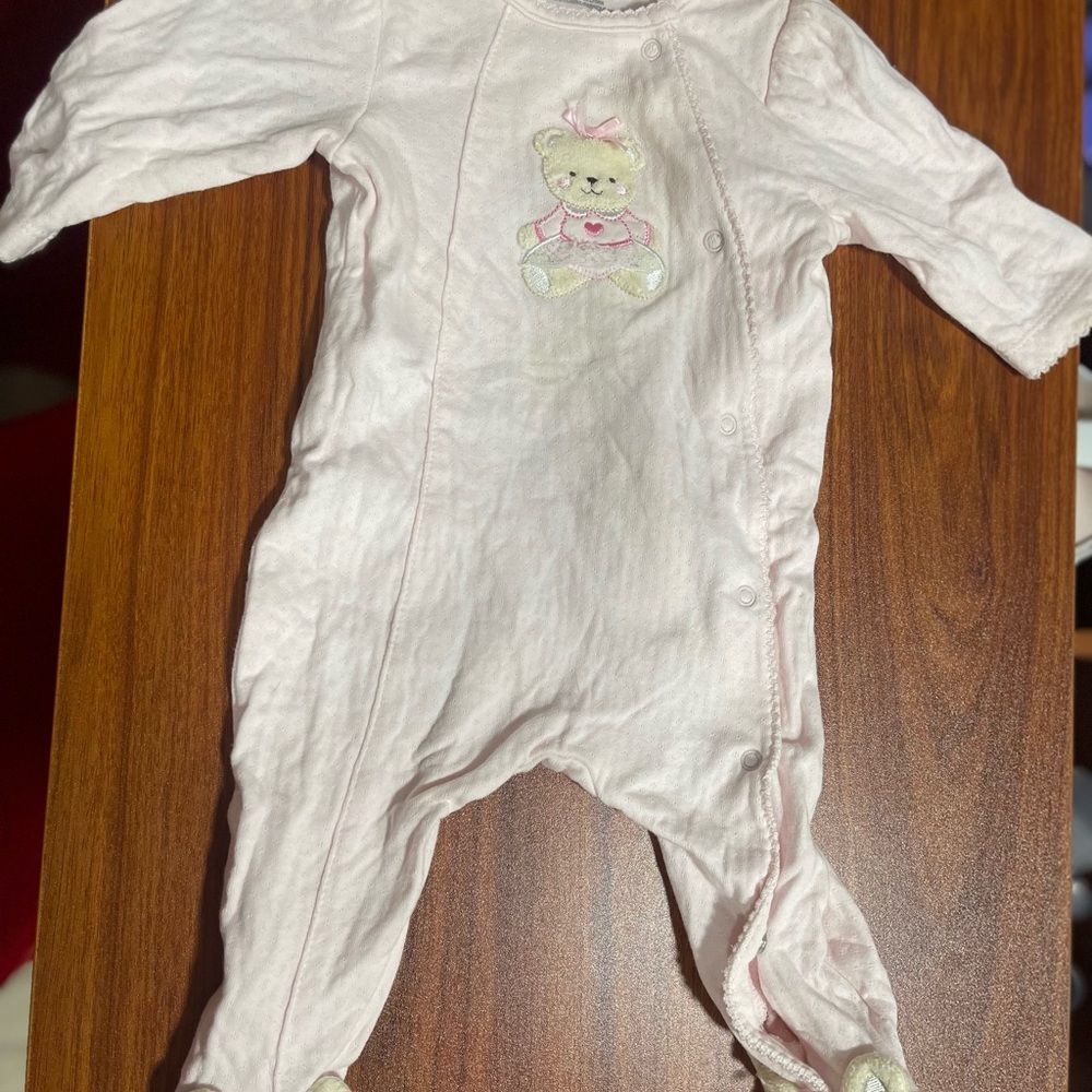 Pink Footed One Piece with Long Sleeves and Soft Fabric